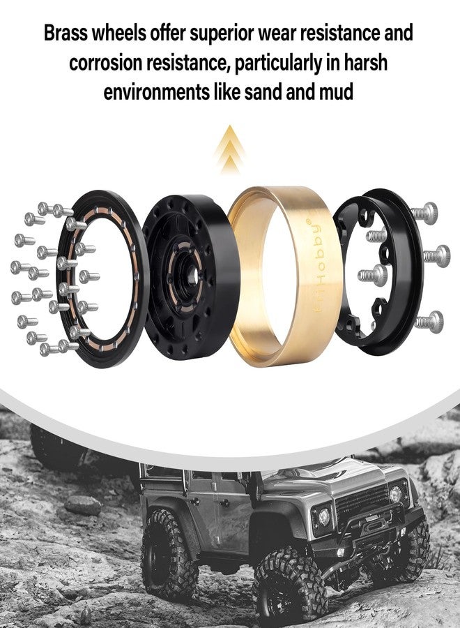 FriHobby 1.0 Brass Beadlock Wheel 1.0" Wheels for 1/18 TRX4M 1/24 Axial SCX24 AX24 FCX24 Upgrade Parts - Image 4